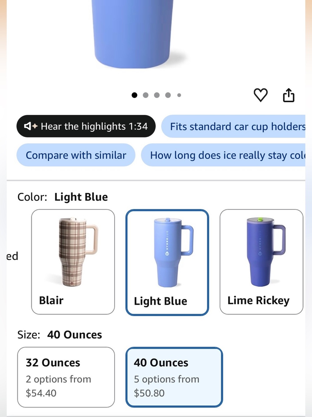 NEW Hydrojug 40oz light blue tumbler - Picture 6 of 6